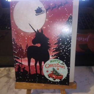 Merry Christmas Unicorn - Small Design Blank Note Card