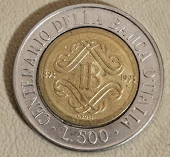 1993 Italy 500 Lire Coin