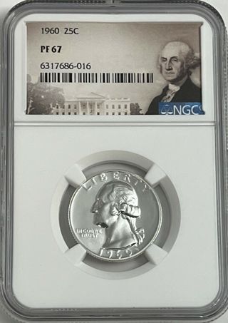 1960 NGC PF67 90% SILVER PROOF WASHINGTON QUARTER GREAT EYE APPEAL 25c PORTRAIT