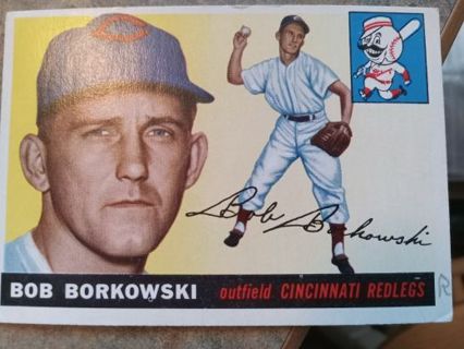 1955 T.C.G. BOB BORKOWSKI CINCINNATI RED LEGS BASEBALL CARD# 74