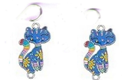 SP ENAMEL BLUE CAT EARRINGS STYLE 5 LOT 3 (PLEASE READ DESCRIPTION) 