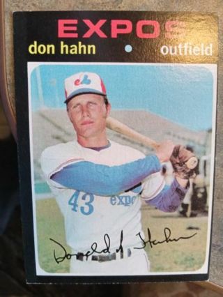 1971 T.C.G. DON HAHN MONTREAL EXPOS BASEBALL CARD# 94