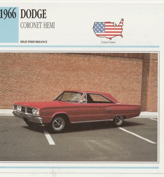 Classic Cars 6 x 6 inches Leaflet: 1966 Dodge Coronet Hemi