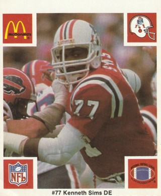 1986 Kenneth Sims New England Patriots McDonald's card