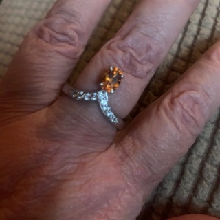 Sterling Silver Citrine and white topaz ring