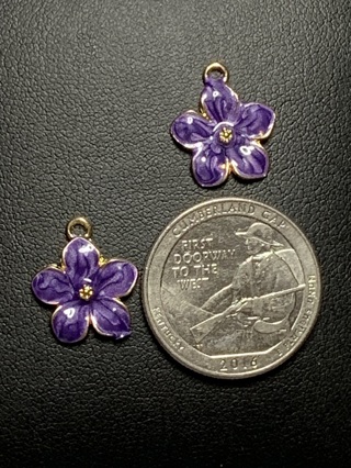 LILAC FLORAL CHARMS~#13~SET OF 2~FREE SHIPPING!