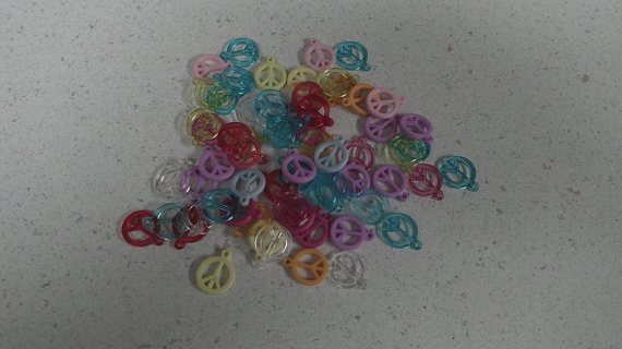 PEACE SIGN Plastic Charms Qty. 60