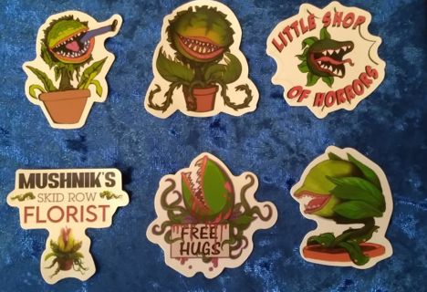 6 - "LITTLE SHOP OF HORRORS" STICKERS ( 1 Free Sticker w/ win)