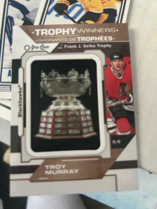 2021-22 O-Pee-Chee OPC Troy Murray Trophy Winners Frank J. Selke Trophy Blackhawks Insert