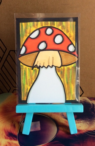 Mushroom original drawing aceo