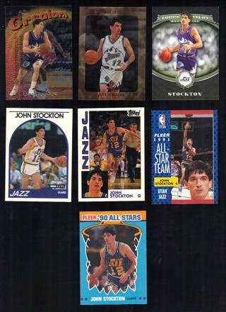 John Stockton 7 different basketball Cards - All Listed - Utah Jazz