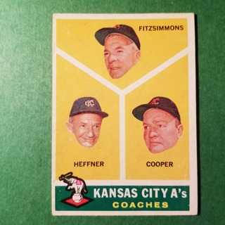 1960 - TOPPS EXMT - NRMT BASEBALL - CARD NO. 462 - KANSAS CITY COACHES - A'S