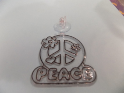 Acrylic peace sign sun catcher 2 1/2 tall ready to paint with suction cup hanger