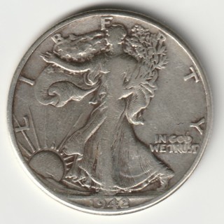 1942 Walking Liberty Half Dollar 90% Silver U.S. Fifty Cent Coin