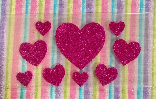 Cute pink glitter heart stickers 