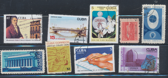 (9) Stamps from CUBA in this Collection, All Different, Used, Vintage - CUB-003