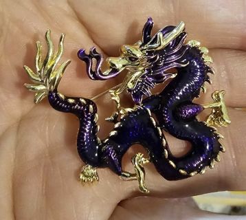 Purple Chinese Dragon Brooch