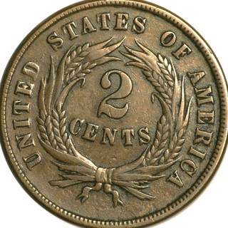 1865 2 cent, Used, Great Date, Genuine, Guaranteed Refund, Insured,..