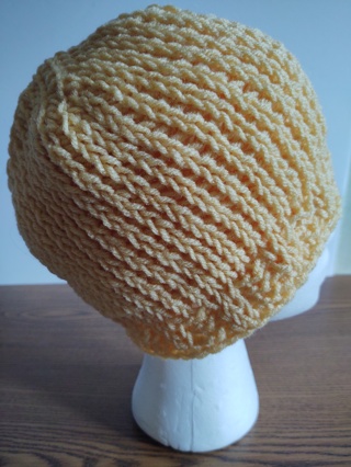 Hand Crocheted Tunisian  Knit Stitch Slouch Hat 