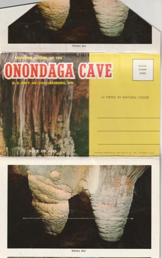 Vintage Souvenir Leaflet several views fold out: Onondaga Cave, Leasburg, MO