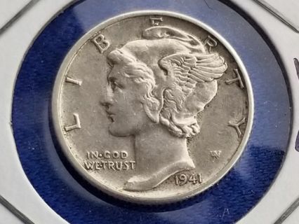 1941-D ~High Grade~ Silver Mercury dime Almost uncirculated- 90% Silver US coin