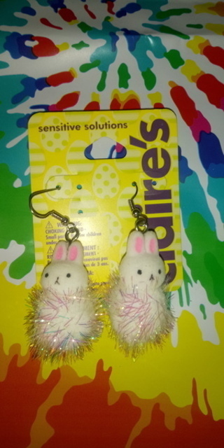 Claire's White Fuzzy Bunny Rabbit Earrings