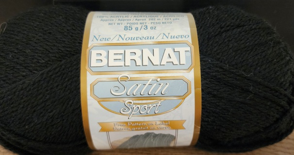 RESERVED - NEW - Bernat Satin Sport Yarn - "Black"