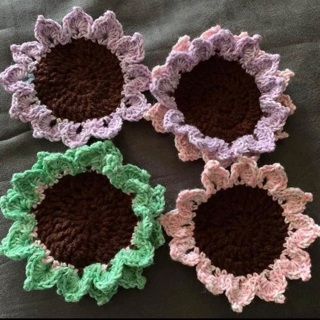 Sunflower, crocheted, coasters