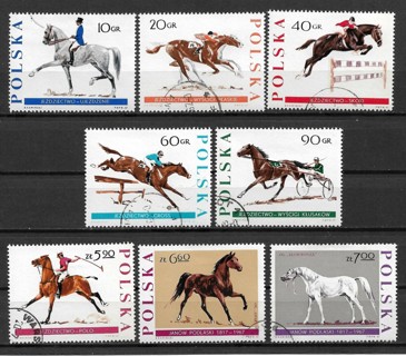 1967 Poland Sc1474-81 Horses complete set of 8 CTO