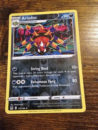 Pokemon Ariados reverse holo rare card 113/196