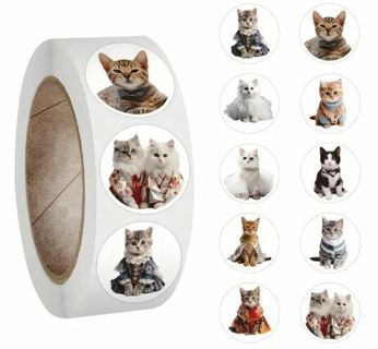 ➡️NEW⭕(10) 1" ADORABLE KITTENS WEARING SWEATERS STICKERS!! CAT (SET 2 of 2)