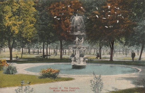 Vintage Used Postcard: L: 1911 Water Works Park, Canton, OH