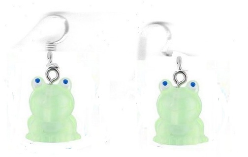 SP GREEN GLOW IN THE DARK FROG EARRINGS #4 (PLEASE READ DESCRIPTION)