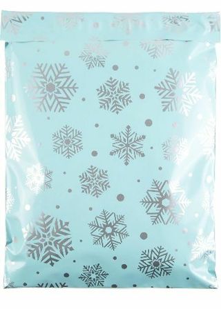 ➡️⭕☃️BUNDLE SPECIAL☃️⭕(8) SHINY SILVER SNOWFLAKE POLY MAILERS 10" x 13" CHRISTMAS⭕⛄