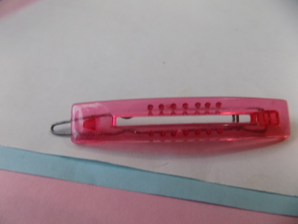 2 1/2 inch hot pink rectangle barrette with middle cut out