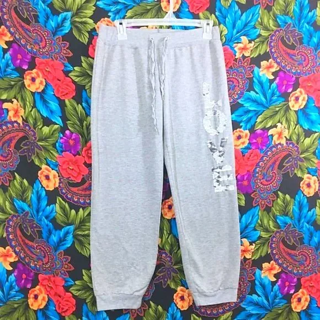 Women’s Sparkly Love Sweatpants Ankle Sweats Prestige Sequin Elastic Waist Bottoms Tapered LARGE