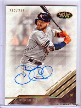 Derek Fisher, 2018 Topps Teir One AUTOGRAPHED Baseball Card BA-DF Houston Astros, 232/275, (L1