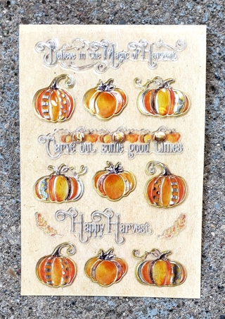 3 D FALL HARVEST PUMPKINS STICKERS STYLE 1