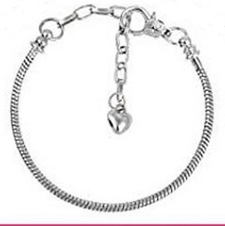 7.1-inch White SP Heart Lobster European Snake Chain Bracelet A20 (PLEASE READ DESCRIPTION