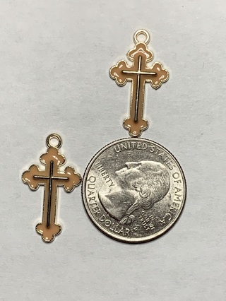 ✝COLORED CROSS CHARMS~#1~BEIGE~FREE SHIPPING✝