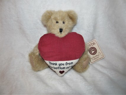 Boyds Bear with Heart "Manny Thanks" Thank you from the bottom of my heart