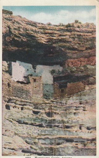 Vintage Unused Postcard: gin: Pre Linen: Monyezuma Castle, AZ