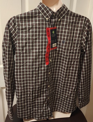 NEW - Chaps - Mens Plaid Print Long Sleeve Button up Shirt - size Medium