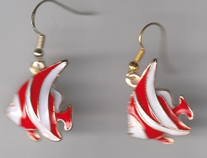 GP ENAMEL RED ANGEL FISH EARRINGS (PLEASE READ DESCRIPTION