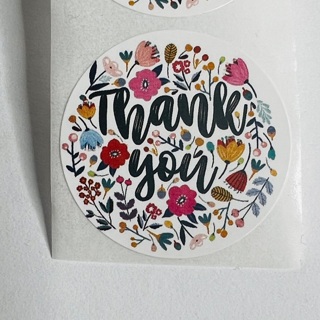 20 Floral Print Round Thank You Stickers