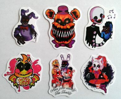 Six Scary Five Nights At Freddy's Vinyl Stickers #2