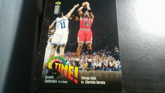 1996 UPPER DECK COLL. CHOICE MICHAEL JORDAN PLAYOFF TIME BASKETBALL CARD# 143