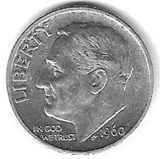 1960 Roosevelt Dime 90% Silver U.S. 10 Cent Coin