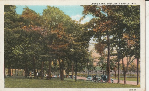 Vintage Used Postcard: f; 1934 Lyons Park, Wisconsin Rapids, WI