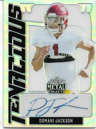 2022 LEAF METAL DRAFT DOMANI JACKSON TENACIOUS AUTOGRAPHED REFRACTOR PROSPECT CARD 28/40